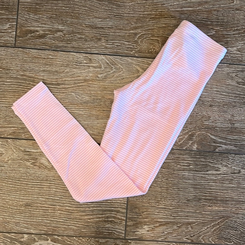 NWT Pink White Stripe Tea Leggings